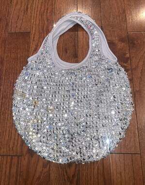 Apt 9 Silver Sequin Hobo Shoulder Bag Y2K Glam Disco Party Sparkle Purse